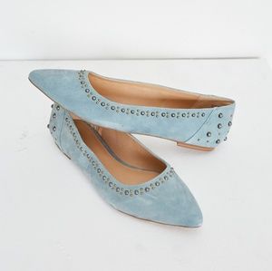 Joe's powder blue, studded flats